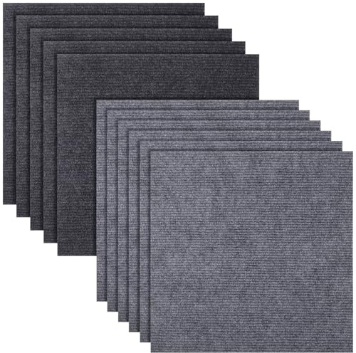 Zerodeko Piastrelle Autoadesive per Pavimenti in Moquette 30X30 CM Set da 30 Pezzi Imbottiti Antiscivolo in Poliestere Tappeti Adesivi per Casa Ufficio e Pavimenti Fai da Te