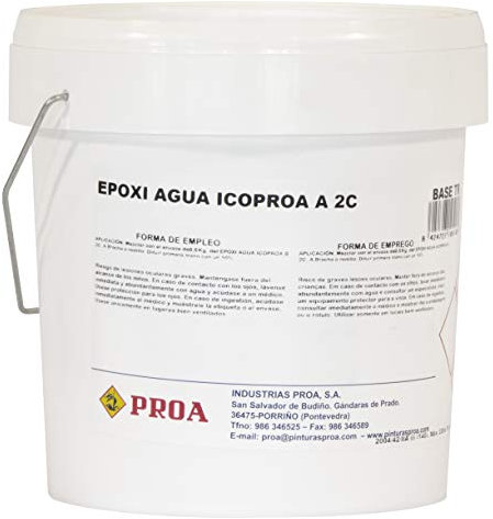 EPOXI AGUA ICOPROA 2 COMPONENTES. Gris Medio RAL 7042. 3KG+0,6KG. Maxima resistencia en suelos y paredes.
