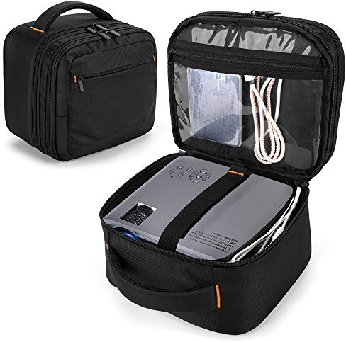 CURMIO Doppelschicht Beamertasche für Mini Beamer, Projektor Tasche Gehäuse, Beamer Tragetasche Kompatibel mit DR.J/QKK und Andere Mini-Beamer und Zubehör (OHNE Beamer UND ZUBEHÖR ENTHALTEN), Schwarz