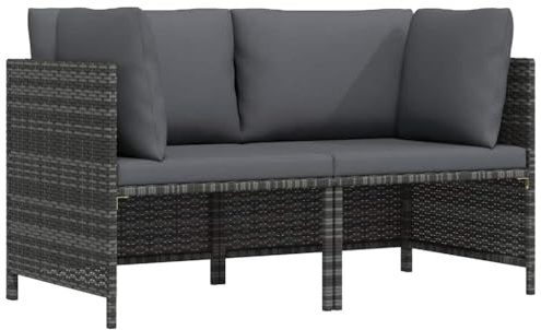 vidaXL Canapé de jardin 2 places en rotin synthétique Gris