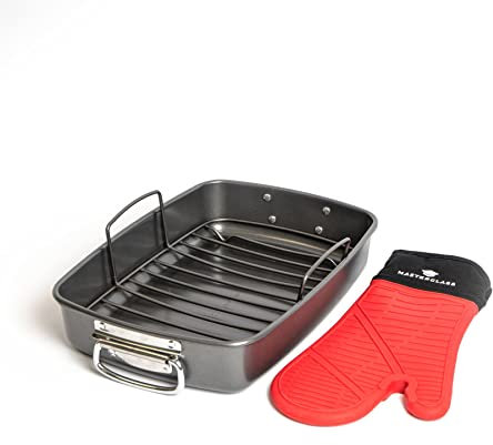 MasterClass Roasting Pan with Rack and Single Silicone Oven Glove