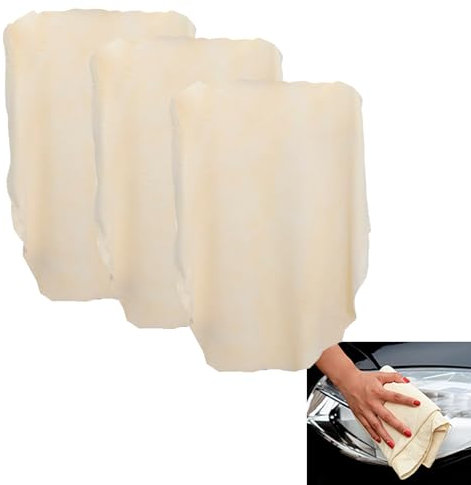 JINGTOPS Pelle di Daino per Auto,60x90cm Asciugamani per aAuto in Camoscio,Panno Asciugatura Auto,Panno Pulizia Auto per Lavare e Asciugare le Auto(3 pezzo)