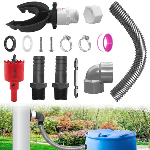 TOPJOWGA Regenwassersammler, Regensammler für Fallrohre 70-100 mm, Regenwassersammler Fallrohr Set, Regentonnen Anschluss Fallrohr Regensammler Speedy für Dachflächen bis 80 m²