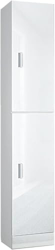 TRIOBLADE Tall Bathroom Cabinet Modern Storage Cabinet with 2 Both Side Opening Doors 4 Shelves High Gloss Storage Cupboard Floor Standing for Living Room Bedroom Furniture, White (White)