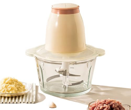 Mathackare, 2L elektrisk miniköttkvarn, 250W multifunktionsmixer med 4-304 kniv i rostfritt stål, matförstörare för kött, smoothie, lök, frukt, grönsaker, vitlök