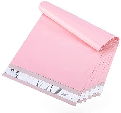 Switory 25 Stück Versandtaschen 30,5 x 39,5 cm Stark klebende Versandtaschen, für Kleidung Wasserdichte Reißfeste, Klebstoff Versand Tüte, für Kleineunternehmen,Boutique, Hellrosa