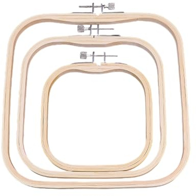3 telai da ricamo in legno con telaio quadrato da ricamo, per ricamo, imitazione legno