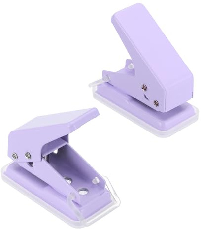 PATIKIL 1/4 Perforadora De Un Solo Agujero, 2 Pcs Mini Portátil Pequeña Perforadora Capacidad De 6 Hojas Perforadora De Metal Para Etiquetas DIY Manualidades Álbum Entradas, Morado