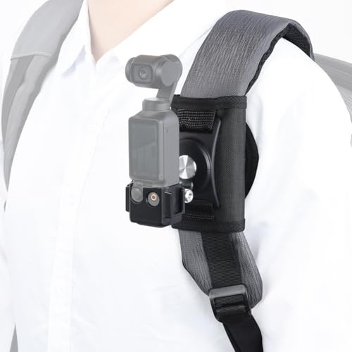 UTEBIT Ryggsäckshållare för DJI Osmo Pocket 3, 360° vridbar axelrem hållare fästsystem med förlängningsadapter fäste för vandring, cykling, skidåkning