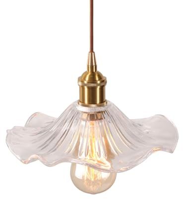 DLGLOLIN Lustre Luminaires en Verre Intérieure, Lampe Suspendue Moderne E27, Vintage Laiton Doré Suspension Plafonniers pour Cuisine Cuisine Salon Chambre