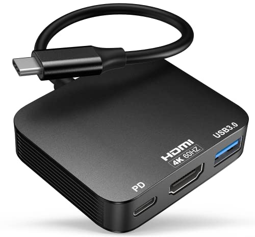 USB C to HDMI Adapter【4K@60HZ】, Vilcome HDMI to USB C Adapter Multiport with USB Type C PD & USB 3.0 Port, Compatible for MacBook Pro/Air, iPad Pro/Air, Dell XPS, iPhone 15 Pro/Max, Android (Black)