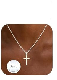 Avotto Cross Necklace for Women 925 Sterling Silver Necklace Women Ladies Silver Cross Chain Necklaces Gifts