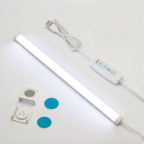 1PC Under Cabinet Kitchen Lights LED Closet Light Plug-in Light Bar 30cm Closet Light 27LEDs 90lm 6000K 9-Levels Brightness Suitable for Work Bedroom Kitchen Desk Workbench White [Energy Class A]