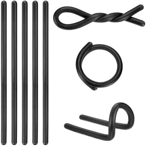 M METERXITY 8-Pack Twist Rubber Ties, 17-Inch EVA Foam Reusable Twist Ties for Organizing Bundling Cords/Wires/Cables, Bendable Rubber Tie Down Straps [Black]