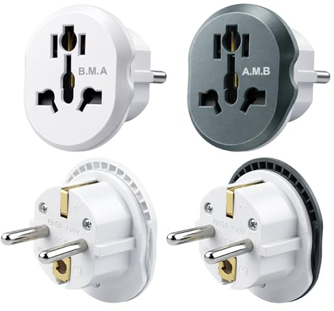 4 Pack Adaptador Enchufe Universal de Viaje, EU Adapter