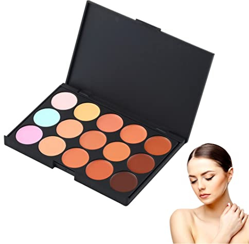 1 paquete de paleta correctora profesional de 15 colores, conjunto cosmético de contorno de camuflaje, kit de contorno de crema facial para ojos, paleta de maquillaje resaltador de para ki