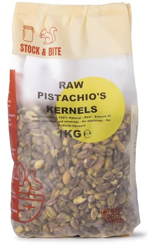 Wholefood Earth Raw Pistachio Kernels 1kg - Premium Shelled | Rich in Protein & Fibre | No Salt | Vegan | Stock & Bite