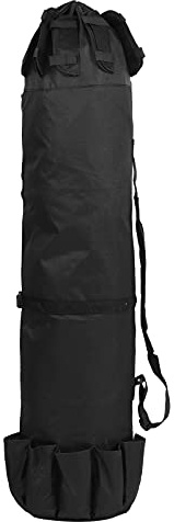Spryflower Borsa portatile multifunzione per canna da pesca, sacca cilindrica pieghevole per la conservazione dell’attrezzatura con porta-canne esterni, organizer impermeabile in poliestere (Nera)