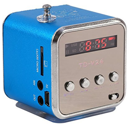 fosa Digital Portable Mini Speaker Music MP3/4 Player Micro SD/TF USB Disk Speaker FM Radio for Outdoors & Indoors: Home, Dorm Room, Kitchen, Bathroom, Car, Parties, Travel, Sports, ect(Blue)