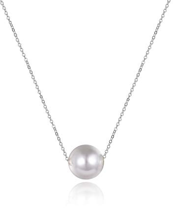 VONALA Collana girocollo in argento Sterling 925 con perle d'acqua dolce da donna, regalo di compleanno per lei (catena 40,6cm/45,7cm), Argento sterling 928, perla (16)