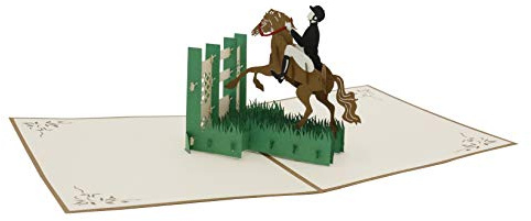 design3dkarten® Cavaliere, cavalli, equitazione, biglietto pieghevole 3D, biglietto pop-up, biglietto di auguri, biglietto di auguri, biglietto regalo