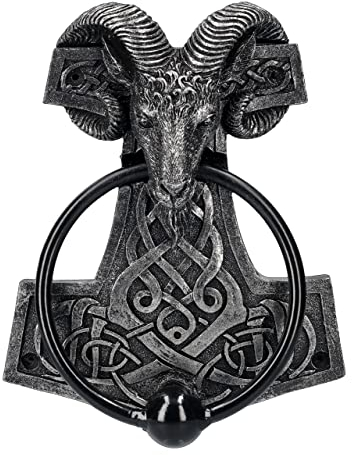 Pacific Giftware Türklopfer Wikinger Thors Hammer mit Widderschädel