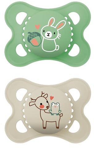 MAM Original Dummies, 0-6M, 2 Pack, Orthodontic Design, Cream/Grey