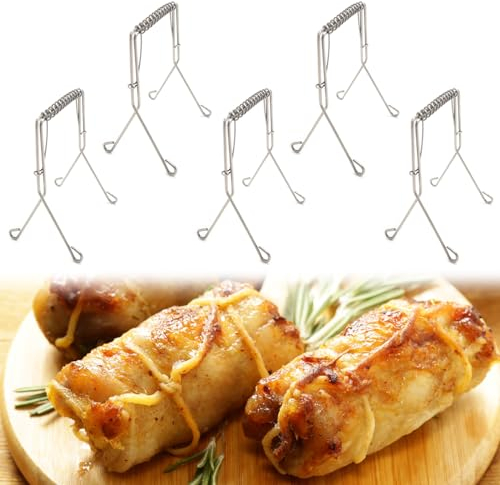 Rouladenklammern, Wiederverwendbar Rouladenhalter, Rouladenklammern aus Edelstahl Wiederverwendbar, Rouladenklammern aus Edelstahl, Wiederverwendbare Rouladenklammern Kohlrouladen, 5 Stück