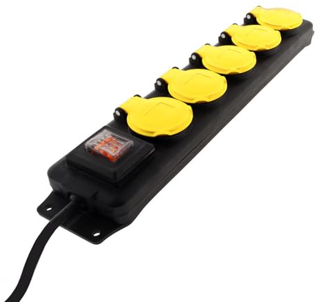 Toma múltiple Exterior IP44-5 Tomas estándar francés 2P+T 16A con Tapas y Clavija 16A