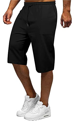 YAOBAOLE Shorts et Bermuda Homme 3/4 Long Pantacourt Court Homme Eté Coton Lin Short Taille Elastique