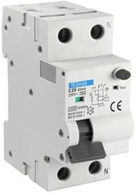 Jordfelsbrytare 1P+N 25A 30 mA 6KA, överbelastnings- och jordfelsskydd, perfekt för säkra elinstallationer.