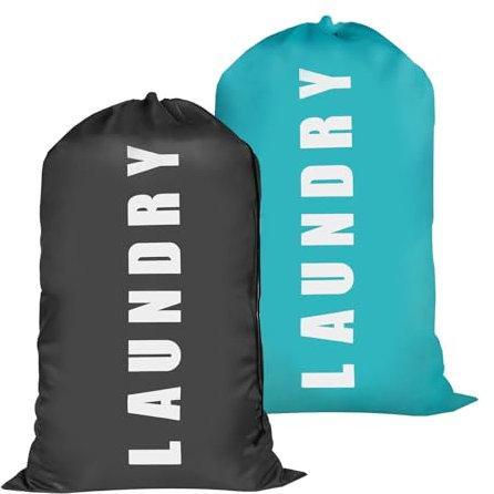 2 Pcs Large Laundry Bags, 24 x 36 Travel Laundry Bags for Travelling, Portable Waterproof Dirty Clothes Bags with Drawstring for Home Dormitory Bathroom Camping Holiday Travel Essentials