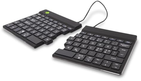 R-Go Teclado Split, Bluetooth 5.0, con Software Anti-RSI, Diseño Ergonómico con Teclado Dividido, Controles Multimedia, Diseño Nodico QWERTY, Compatible con Windows/Linux/Mac, Blanco