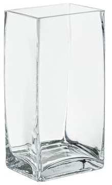 DRW Jarron de sobremesa de Cristal Transparente 10x8x20cm