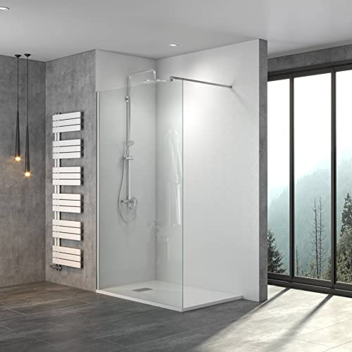 WITEN&NOCK Walk in Dusche 40/50/60/70/76/80/90/100cm x 195cm Duschwand Duschabtrennung aus 8 mm ESG NANO Glas Duschtrennwand Duschkabine für Badzimmer (NANO Klarglas, 86 cm)