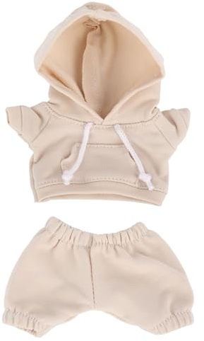 Penitue Set di Vestiti Bambole, Grazioso Costume Bambola 17cm Stile Casual Include Felpa con Cappuccio e Pantaloni Accessori Abbigliamento Kawaii per Collezionisti Decorazioni e Display (Albicocca)