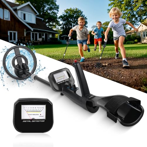 Metalldetektor Kinder, Metalldetektor mit Leicht & Verstellbar (89–106 cm), Pinpoint-Funktion, wasserdichte Spule, Einfach zu Bedienen – Ideal für Schatzsuche & Outdoor-Erkundung