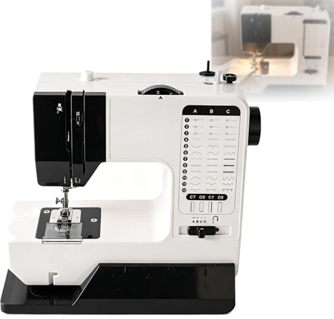 Máquina de coser industrial Overlock con 38 puntadas integradas, luz LED y mesa de extensión para tela gruesa, ideal para principiantes y profesionales