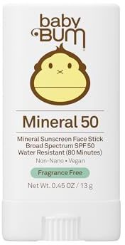 Sun Bum Baby Bum Mineral SPF 50 Sunscreen Stick - Hawaii 104 Act Compliant (Without Octinoxate & Oxybenzone) - UVA/UVB Face and Body Protection - Unscented for Sensitive Skin - Travel Size - 0.45 Oz