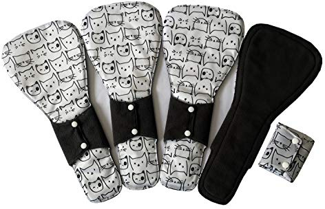 MUMBABY 5 stycken 41cm (16inch) Ultra-djup sömn Över natten Träkol Bamboo Mama Duk/Menstruationsvaddor/Återanvändbara sanitetsbindor (XXL, Purple Hearts)