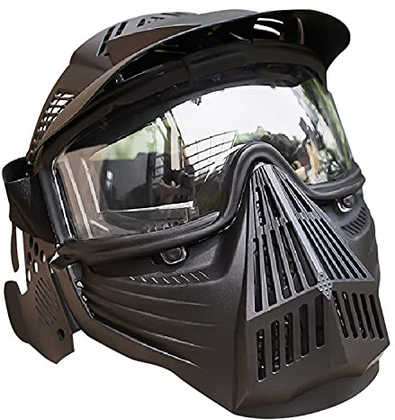 aleawol Airsoft Mask Full Face Mask with Goggles and PC Lens, Tactical Protective Gear with Adjustable Non-slip Straps and Mouth Filter for Paintball, BB Gun Shooting, Cosplay, Party