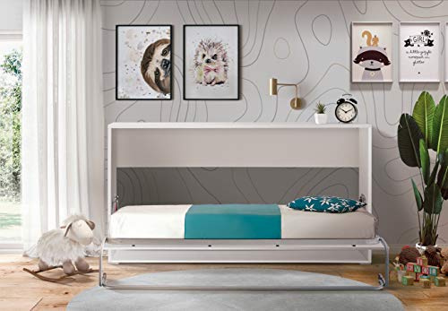 Vep Home - Cama Abatible Horizontal Plegable de Pared de 90x190 Color Blanco