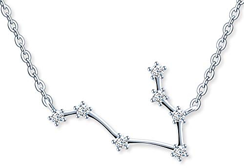 MicLee Damen 925 Sterling Silber Zirkonia Halskette 12 Sternbilder Sternzeichen Anhänger Silber Kette mit Geschenkbeutel Super Geschenk für Paar Pärchen Mutter Tochter,Zwillinge(Gemini)