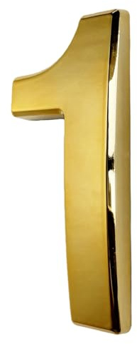 4 Inch Gold Mailbox Number #1, 3D Address Number Stickers for House Apartment Office Doors, Shiny and Bright. (1, Gold)