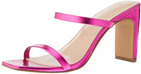 The Drop Avery Square Toe Two Strap High Heeled Sandalen mit Absatz, Rosa, 39 EU