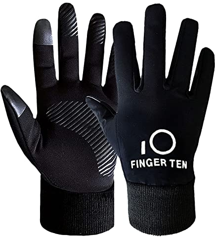 LOVMEAD Winter Handschuhe Kinder Fahrrad Jungen Mädchen Touchscreen Winterhandschuhe rutschfest Winddicht Fahrradhandschuhe für Radfahren Laufen Fußball Skifahren (L, Schwarz)