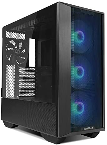 LIAN LI LANCOOL III E-ATX Boîtier d'ordinateur de jeu spacieux RVB avec portes à charnière en verre trempé, panneaux en maille fine, ventilateurs PWM 4 x 140 mm pré-installés, châssis à haut débit