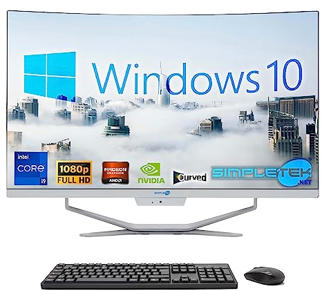 SIMPLETEK All in One Computer 27 Böjd, Intel i9-Processor 10 Gen, Grafikkort RX550 4 GB, Windows 10, 32 GB RAM 2 TB SSD, Perfekt för Grafik, Spel, Arbete