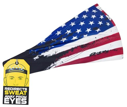 Halo Headband Bandit - Wide Pullover Sweatband for Both Women and Men, USA Flag