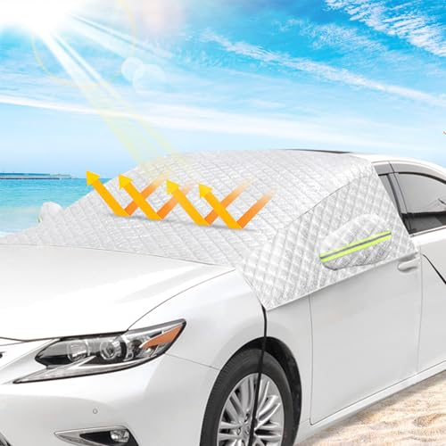 ELNLE Frontscheibenabdeckung Auto Winter Windschutzscheibenabdeckung Autoscheiben Abdeckungen, 600D Oxford Material, Faltbar, Schnee, Frost, Sonne, Staub für die Auto, SUV (142 x 160cm)
